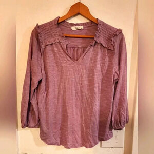 Beacon Stitch Fix purple casual ruffle blouse lightweight size Medium NWOT
